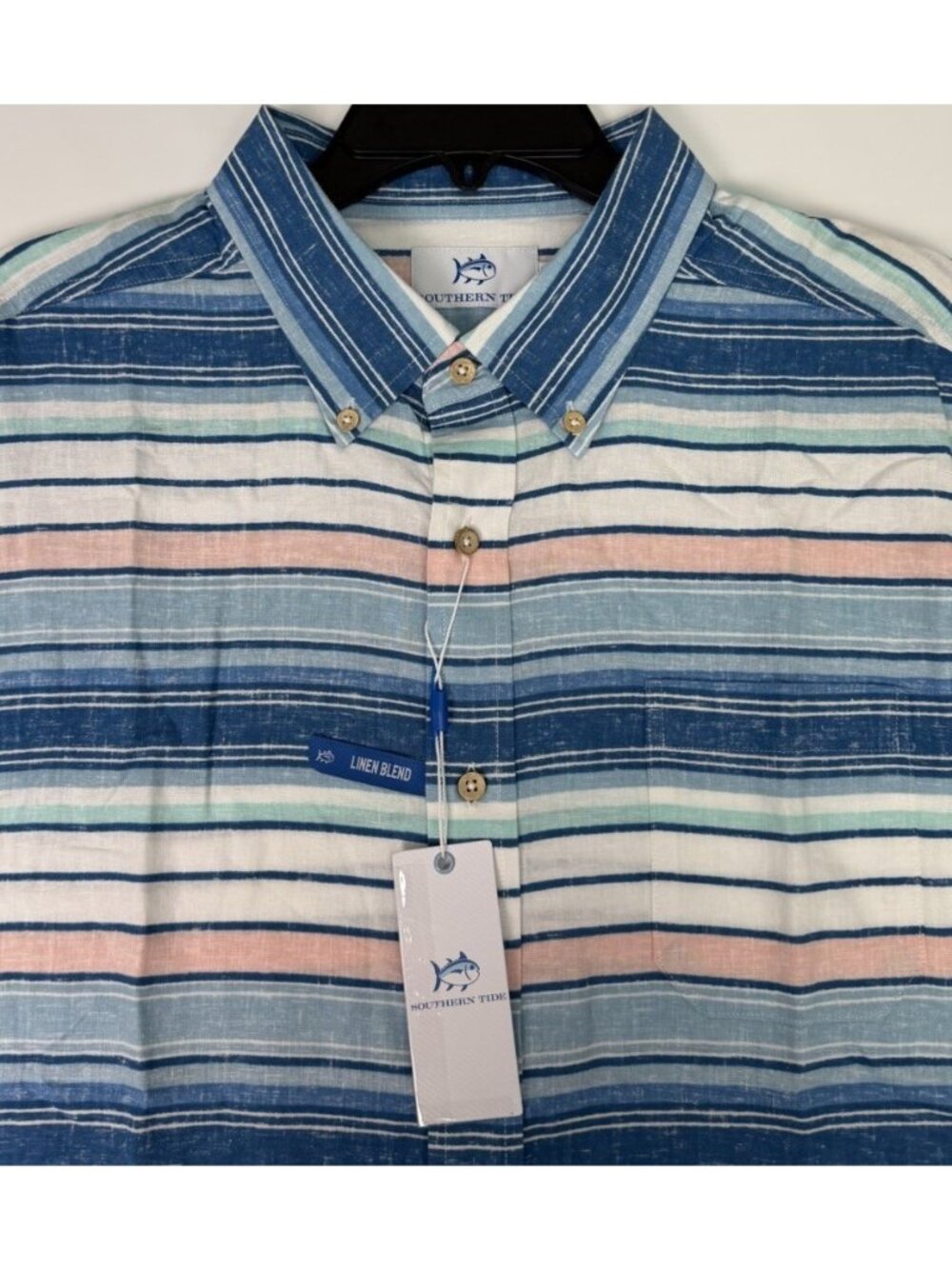 Southern Tide Medium Short Sleeve Linen Blend Men's Button Down Shirt NWT
